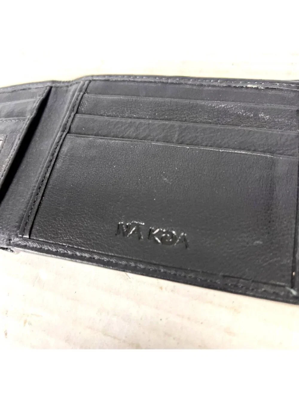 NA KOA Hawaiian Leather Wallet Polynesian Tribal Ki'i Tattoo Hano Fernandez